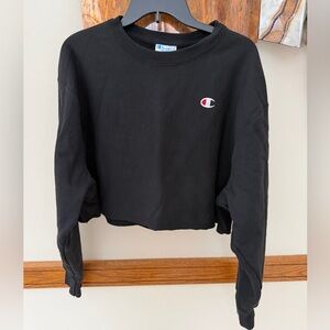 Black Champion cropped crop sweatshirt crew neck